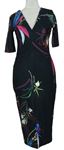 Dámske čierne kvetované púzdrové šaty Next