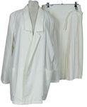 2set - Dámsky biely vzorovaný blejz + plisovaná sukňa s opaskom