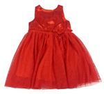Červené slávnostné šaty s třpytivou tylovou sukní H&M