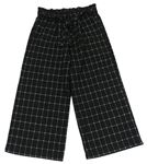 Čierno-sivé kockované culottes nohavice s opaskom F&F