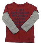 Tmavočerveno-sivé melírované tričko s nápisom Next