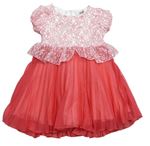 Ružovo-biele síťovano/krajkové šaty Bushra