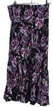 Dámska čierno-purpurovo-sivá kvetovaná midi sukňa BM