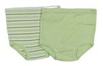 2x kalhotky - bílo-zelené pruhované + světlezelené