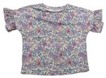Smetanovo-fialové kvetované tričko Tu