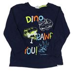 Tmavomodré tričko s dinosaurami a nápismi Kiki&Koko