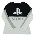 Čierno-bielo-sivé tričko s logem PlayStation C&A