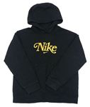 Čierna mikina so zlatým logom a kapucňou Nike