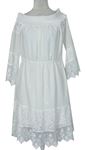 Dámske biele šifonovo-čipkové kvietkovane šaty s lodičkovým výstřihem River Island