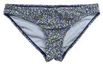 Tmavomodro-farebné kvetované plavkové nohavičky