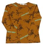 Skořicové tričko s dinosaurami a nápisy - Jurský svět H&M