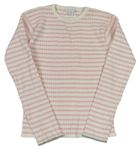 Smetanovo-ružové pruhované pletené rebrované tričko Primark