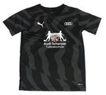 Čierno-sivé vzorované športové funkčné tričko Puma
