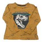 Hnedé tričko s kostrami dinosaurů Dopodopo