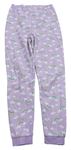 Levandulové fleecové pyžamové nohavice s duhami a obláčikmi  PRIMARK