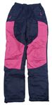 Tmavomodro/růžové šušťákové podšité nohavice