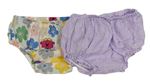 2x - Kalhotky na plenky - Smetanovo/barevné kvetované s LITTLE MISS, levandulovo/bílé kostkované s volánikmi Matalan