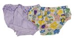 2x - Kalhotky na plenky - Smetanovo/barevné květované s LITTLE MISS, levandulovo/bílé kostkované s volánky zn. Matalan