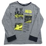 Sivo-čierne melírované pyžamové tričko s potiskem - New York C&A