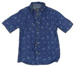 Modrá rifľová košeľa s palmami Primark