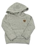 Sivý melírovaný sveter s kapucňou Topolino