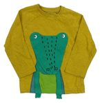 Okrové melírované tričko s krokodýlkem Next