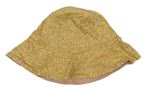 Okrový plátenný podšitý klobúk s kvietkami