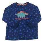Tmavomodro-modré vzorované pyžamové tričko s dinosaurom M&S