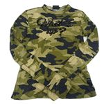 Kaki-tmavomodré army tričko s nápisem z flitrů Page One Young
