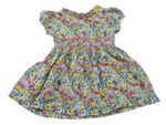 Farebné kvetinové plátenné šaty Next