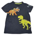 Tmavosivé tričko s dinosaurami Nutmeg