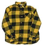 Čierno-žltá kockovaná flanelová košeľa H&M
