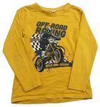 Tmavožlté tričko s motorkářem Dopodopo