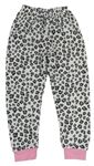 Biele fleecové pyžamové nohavice s leopardím vzorom