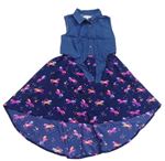 Tmavomodré riflové/šifonové šaty s jednorožcami Bluezoo