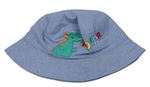 Svetlomodrý melírovaný plátenný klobúk s dinosaurom George