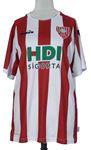 Pánský bílo-červený pruhovaný fotbalový dres s nápisom Diadora