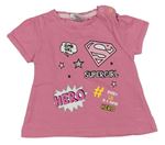 Ružové tričko s nápisy - Super girl