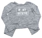 Sivé melírované crop tričko s nápisom H&M