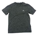 Tmavošedo-čierne melírované funkčné športové tričko Adidas