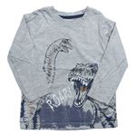 Sivé melírované tričko s dinosaurami Nutmeg