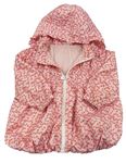 Ružová šušťáková vzorovaná jarná bunda s třešněmi a kapucňou H&M