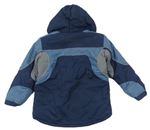 Tmavomodro-modrá šusťáková zateplená bunda s odepínací kapucí zn. M&S