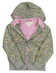 Svetločervená khaki kvetinová šušťáková jarná bunda s kapucňou H&M