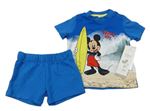 2set- modro-béžové tričko s Mickey Mousem+ bavlnené kraťasy Disney