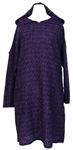 Dámske fialové trblietavé svetrové šaty s kapucňou