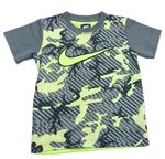 Sivo-neónově zelené športové army tričko s logom Nike