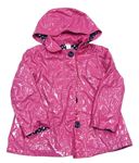Ružový pogumovaný jarný kabát s kapucňou