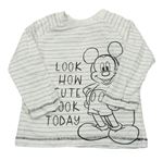 Bielo-sivé pruhované tričko s Mickeym George