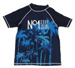 Tmavomodré UV tričko s palmami a nápisom